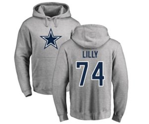 Dallas Cowboys #74 Bob Lilly Ash Name & Number Logo Pullover Hoodie