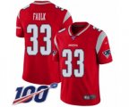 New England Patriots #33 Kevin Faulk Limited Red Inverted Legend 100th Season Football Jersey