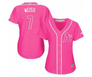 Women\'s Oakland Athletics #7 Walt Weiss Authentic Pink Fashion Cool Base Baseball Jersey