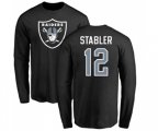 Oakland Raiders #12 Kenny Stabler Black Name & Number Logo Long Sleeve T-Shirt