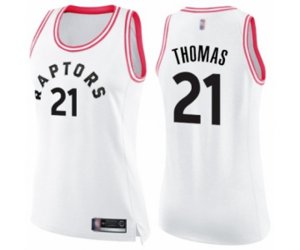 Women\'s Toronto Raptors #21 Matt Thomas Swingman White Pink Fashion Basketball Jersey