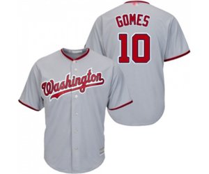 Washington Nationals #10 Yan Gomes Replica Grey Road Cool Base Baseball Jersey