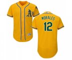 Oakland Athletics #12 Kendrys Morales Gold Alternate Flex Base Authentic Collection Baseball Jersey