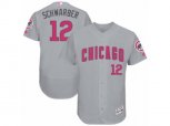 Chicago Cubs #12 Kyle Schwarber Grey Mother's Day Flexbase Authentic Collection MLB Jersey