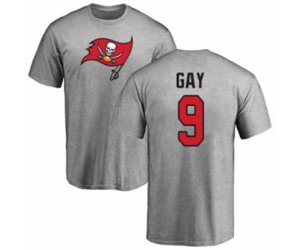 Tampa Bay Buccaneers #9 Matt Gay Ash Name & Number Logo T-Shirt