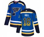 Adidas St. Louis Blues #16 Brett Hull Authentic Blue Drift Fashion NHL Jersey