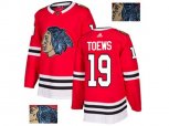 Chicago Blackhawks #19 Jonathan Toews Red Home Authentic Fashion Gold Stitched NHL Jersey