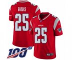 New England Patriots #25 Terrence Brooks Limited Red Inverted Legend 100th Season Football Jersey