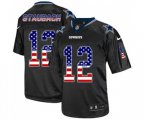 Dallas Cowboys #12 Roger Staubach Elite Black USA Flag Fashion Football Jersey