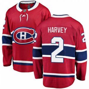 Montreal Canadiens #2 Doug Harvey Authentic Red Home Fanatics Branded Breakaway NHL Jersey