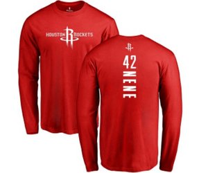 Houston Rockets #42 Nene Red Backer Long Sleeve T-Shirt