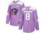 Columbus Blue Jackets #8 Zach Werenski Purple Authentic Fights Cancer Stitched NHL Jersey