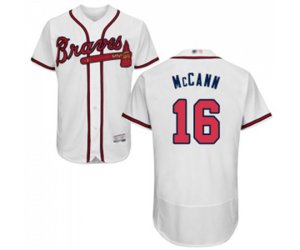 Atlanta Braves #16 Brian McCann White Home Flex Base Authentic Collection Baseball Jersey