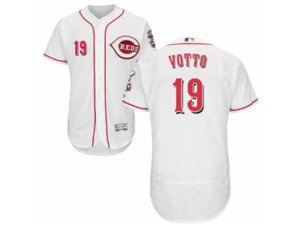 Cincinnati Reds #19 Joey Votto White Flexbase Authentic Collection MLB Jersey