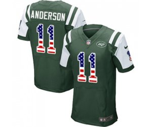 New York Jets #11 Robby Anderson Elite Green Home USA Flag Fashion Football Jersey