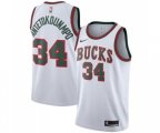 Milwaukee Bucks #34 Giannis Antetokounmpo Authentic White Fashion Hardwood Classics Basketball Jersey