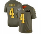 Oakland Raiders #4 Derek Carr Limited Olive Gold 2019 Salute to Service Football Jersey