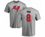 Tampa Bay Buccaneers #8 Bradley Pinion Ash Name & Number Logo T-Shirt