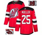 New Jersey Devils #25 Mirco Mueller Authentic Red Fashion Gold Hockey Jersey