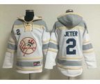 mlb jerseys new york yankees #2 jeter grey-white[pullover hooded sweatshirt]