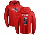 New England Patriots #5 Danny Etling Red Name & Number Logo Pullover Hoodie