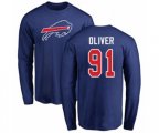Buffalo Bills #91 Ed Oliver Royal Blue Name & Number Logo Long Sleeve T-Shirt