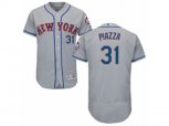 Mens-Majestic-NNew York Mets #31 Mike Piazza Grey Flexbase Authentic Collection MLB Jersey