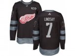 Detroit Red Wings #7 Ted Lindsay Black 1917-2017 100th Anniversary Stitched NHL Jersey