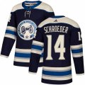Columbus Blue Jackets #14 Jordan Schroeder Authentic Navy Blue Alternate NHL Jersey