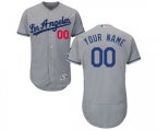 Los Angeles Dodgers Customized Grey Flexbase Authentic Collection Baseball Jersey