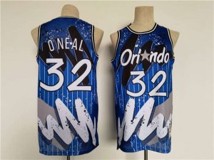 Orlando Magic #32 Shaquille O\'Neal Blue Throwback basketball Jersey