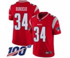 New England Patriots #34 Rex Burkhead Limited Red Inverted Legend 100th Season Football Jersey