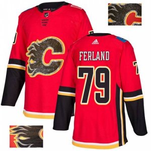 Calgary Flames #79 Michael Ferland Authentic Red Fashion Gold NHL Jersey