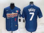 Los Angeles Dodgers #7 Julio Urias Number Rainbow Blue Red Pinstripe Mexico Cool Base Nike Jersey