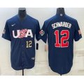 USA Baseball #12 Kyle Schwarber Number 2023 Navy World Baseball Classic Stitched Jersey