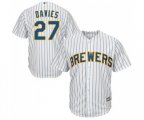Milwaukee Brewers #27 Zach Davies Replica White Home Cool Base Baseball Jersey