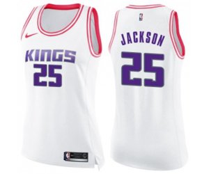 Women\'s Sacramento Kings #25 Justin Jackson Swingman White Pink Fashion Basketball Jersey