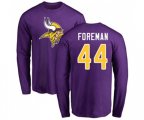 Minnesota Vikings #44 Chuck Foreman Purple Name & Number Logo Long Sleeve T-Shirt