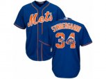New York Mets #34 Noah Syndergaard Authentic Royal Blue Team Logo Fashion Cool Base MLB Jersey
