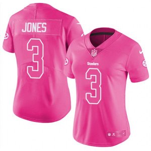 Women\'s Nike Pittsburgh Steelers #3 Landry Jones Limited Pink Rush Fashion NFL Jersey