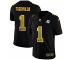 Miami Dolphins #1 Tua Tagovailoa Black Golden Sequin Vapor Limited Football Jersey