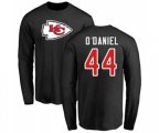 Kansas City Chiefs #44 Dorian O'Daniel Black Name & Number Logo Long Sleeve T-Shirt