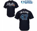 Atlanta Braves #47 Tom Glavine Replica Blue Alternate Road Cool Base Baseball Jersey