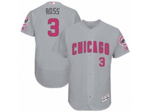 Chicago Cubs #3 David Ross Grey Mother\'s Day Flexbase Authentic Collection MLB Jersey