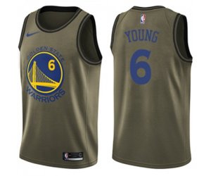 Golden State Warriors #6 Nick Young Swingman Green Salute to Service Basketball Jersey