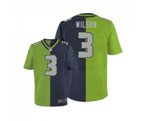 Seattle Seahawks #3 Russell Wilson Elite Navy Green Split Fashion Football Jersey