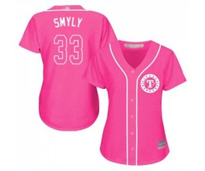 Women\'s Texas Rangers #33 Drew Smyly Authentic Pink Fashion Cool Base Baseball Jersey