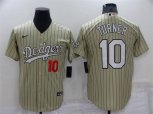 Los Angeles Dodgers #10 Justin Turner Cream Pinstripe Stitched MLB Cool Base Nike Jersey