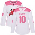 Women New Jersey Devils #10 Jimmy Hayes Authentic White Pink Fashion NHL Jersey