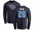 Tennessee Titans #26 Logan Ryan Navy Blue Name & Number Logo Long Sleeve T-Shirt